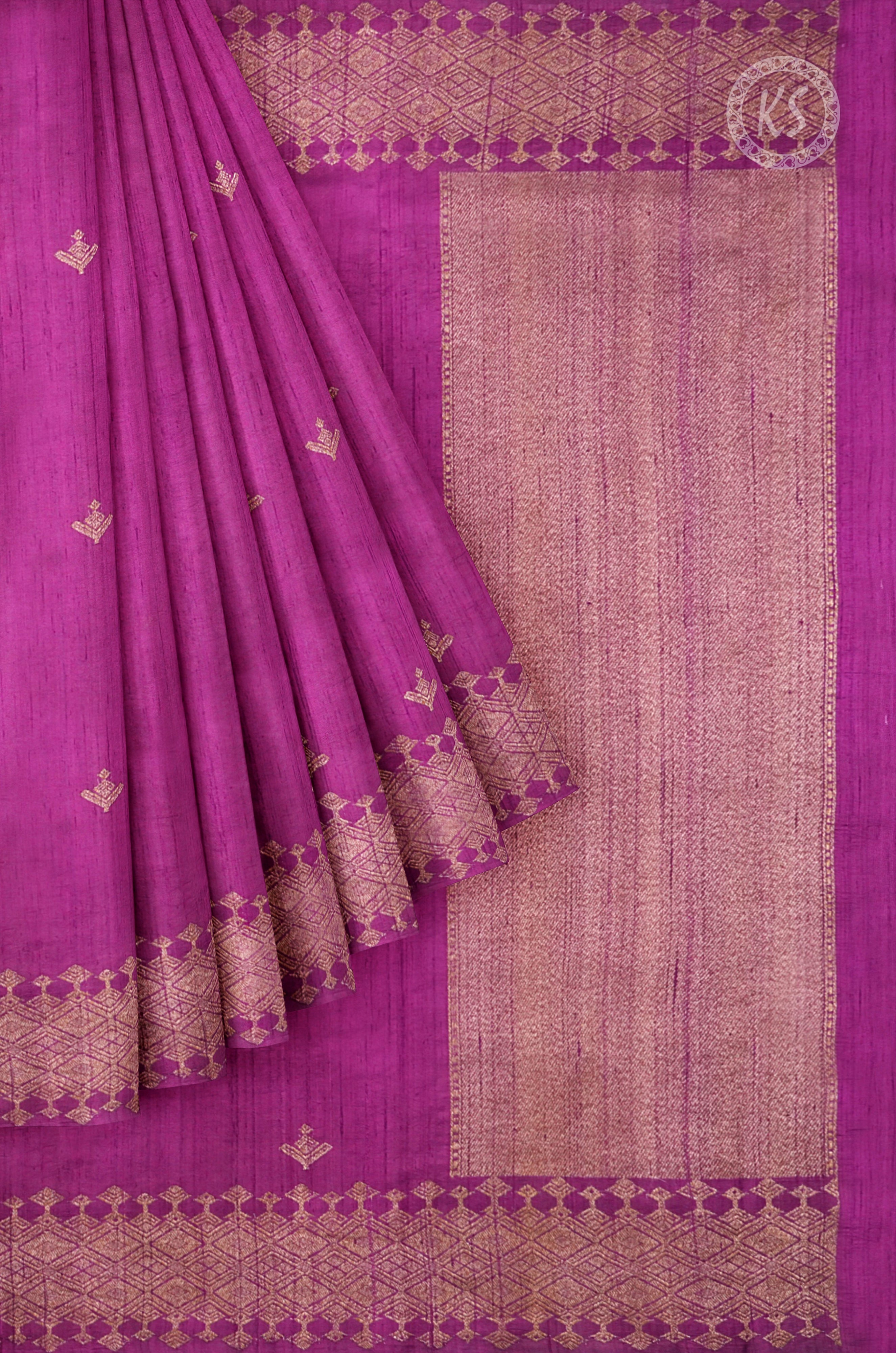 Purple Tussar Saree with butta