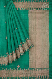 Green Tussar Saree with butta