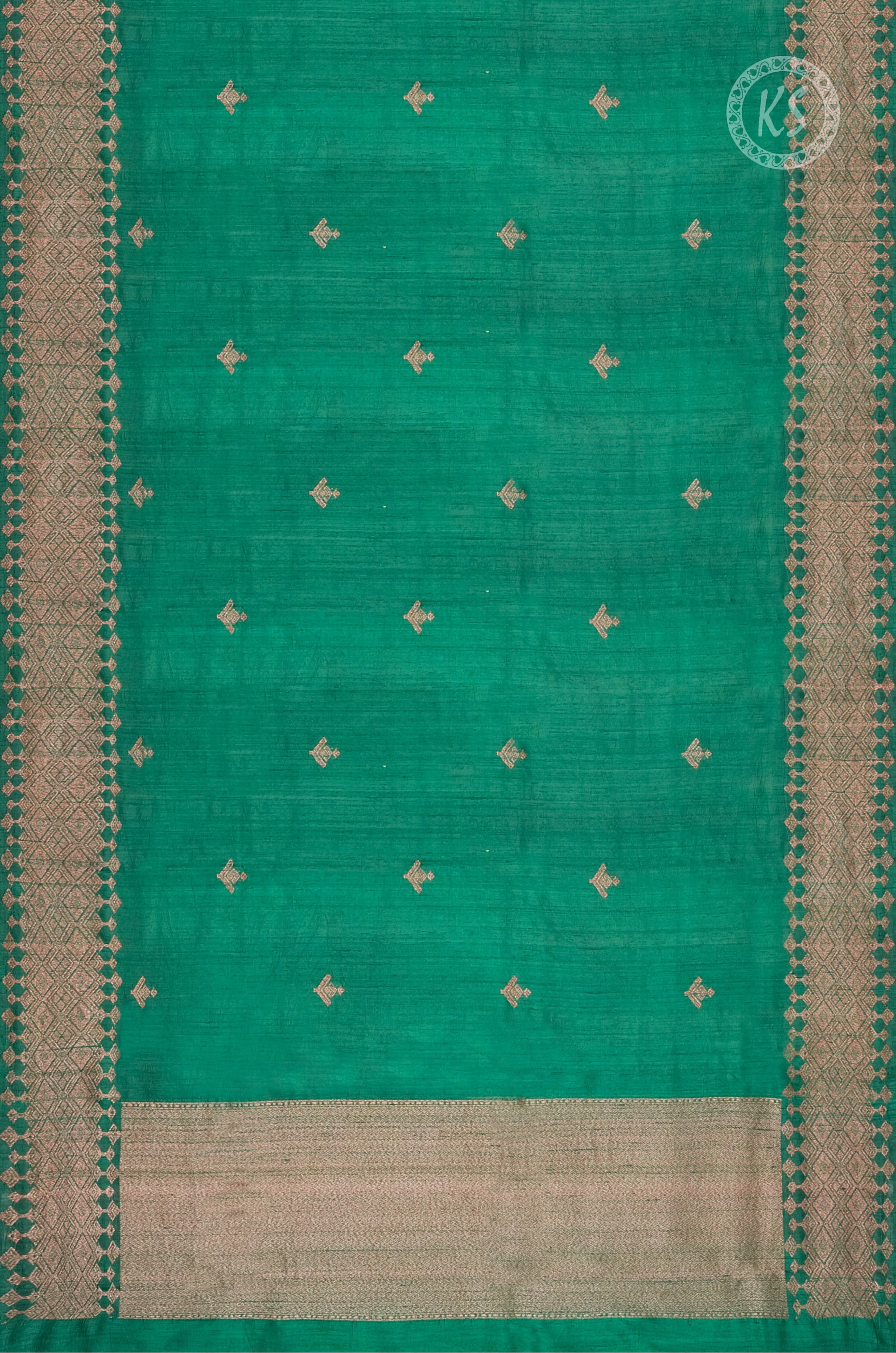 Green Tussar Saree with butta