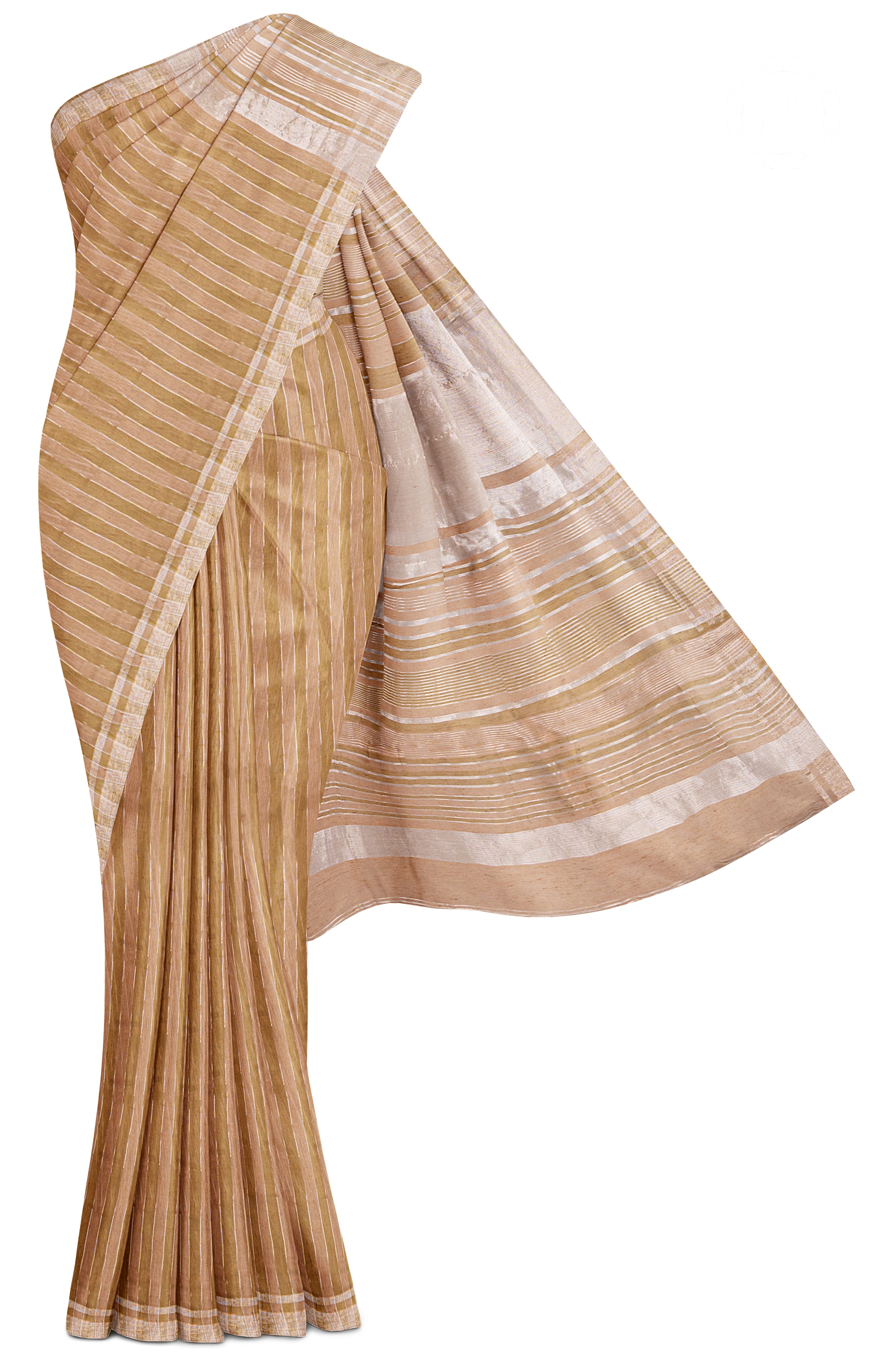 Sandal with Cream Dual Tone Tussar Saree