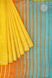 Yellow Tussar Saree With Stripes