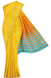 Yellow Tussar Saree With Stripes