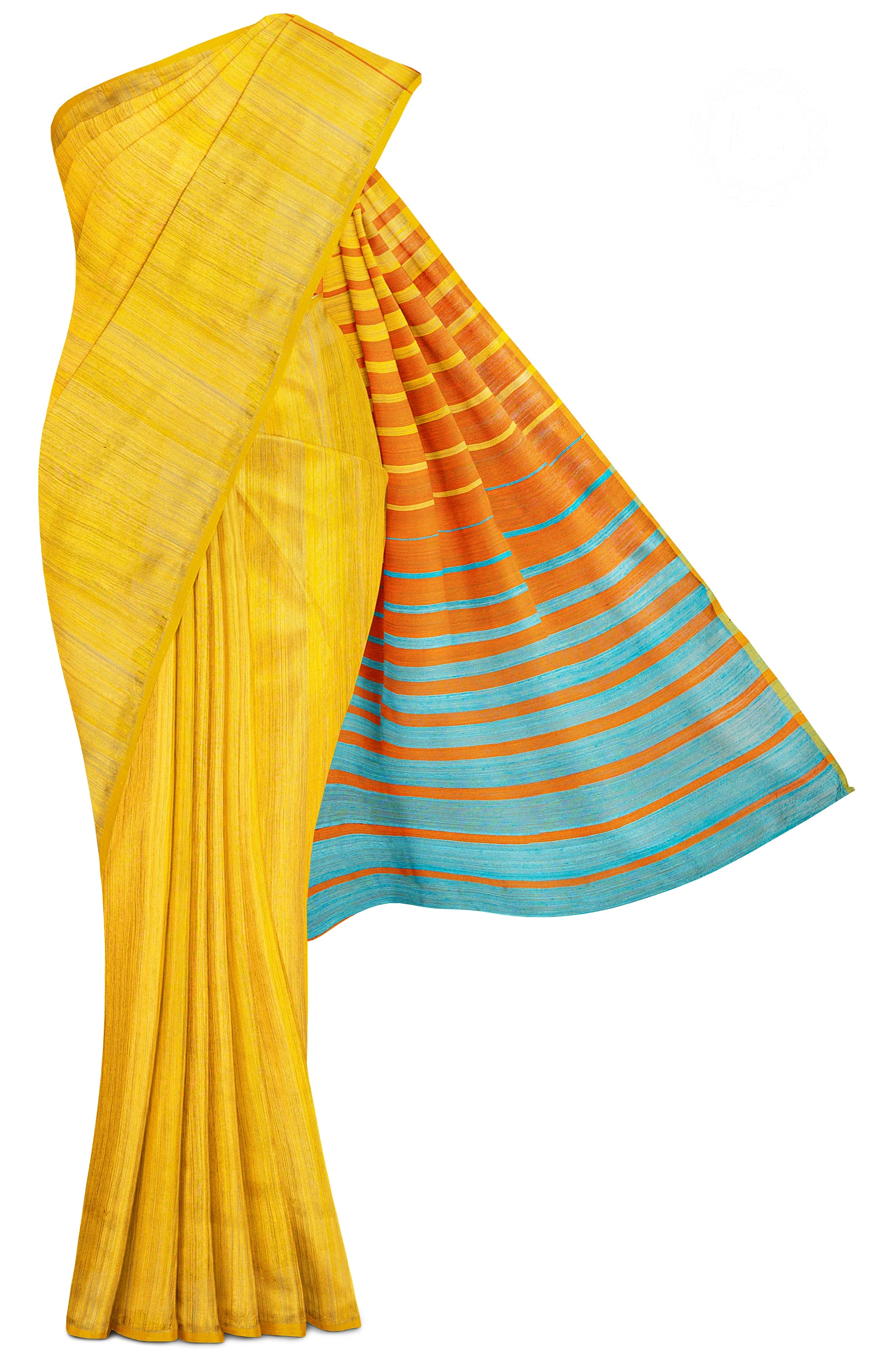 Yellow Tussar Saree With Stripes