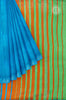 Blue Tussar Saree With Stripes