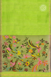 Parrot Green Tussar Saree