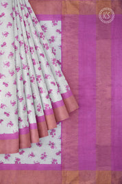 Grey Tussar Saree With Floral Design