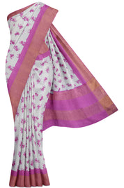 Grey Tussar Saree With Floral Design