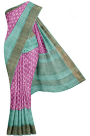 Purple Floral Tussar Saree Pavaanji Border