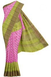 Pink Floral Tussar Saree with Paavanji Saree