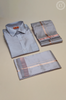 3P Brown Veshti Set With Copper Jari