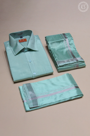 3P Pista Green Vesti Set with Silver Jari