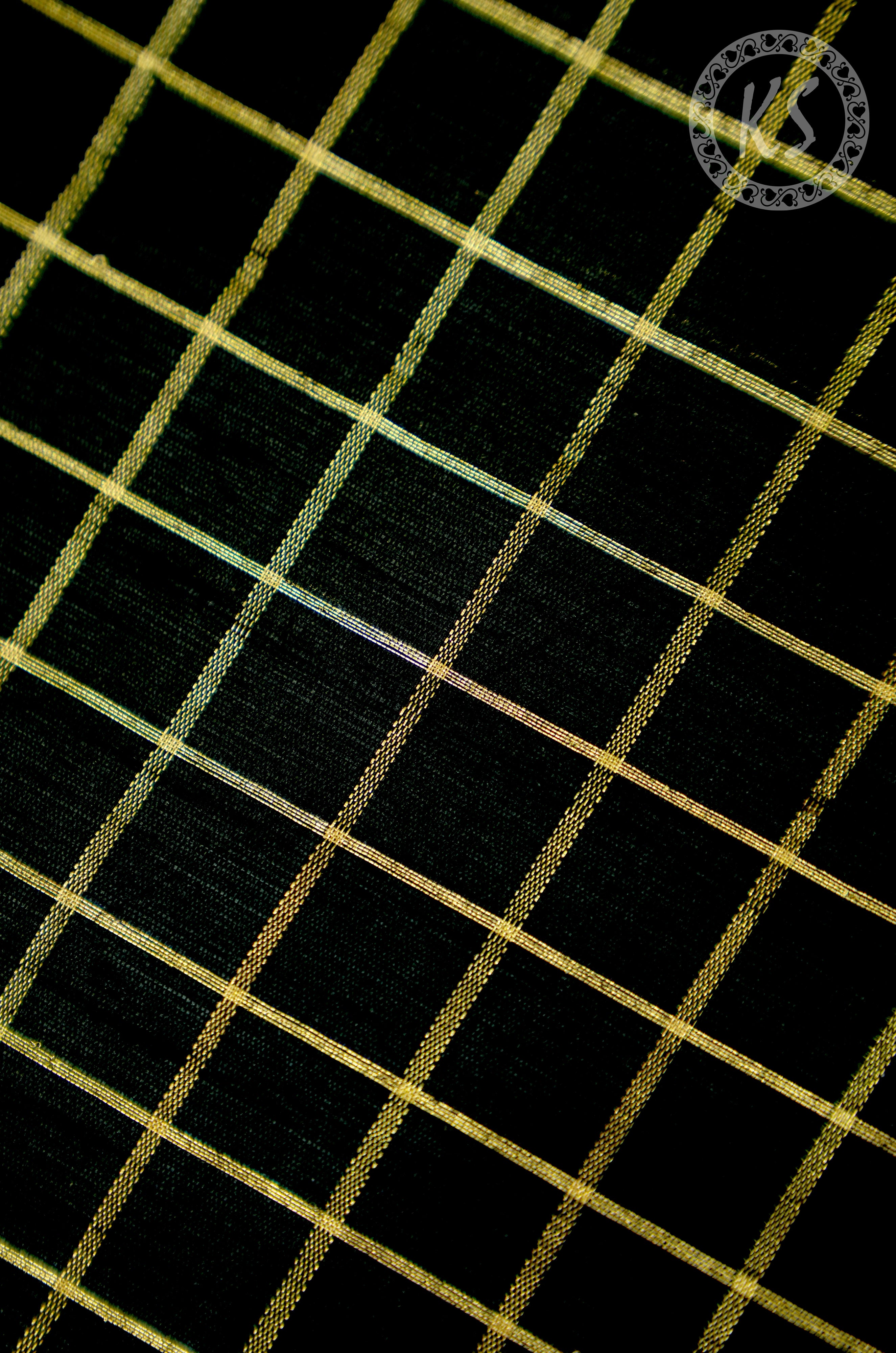 Black checks rawsilk blouse material