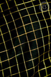 Black checks rawsilk blouse material