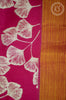 Pink banarasi silk blouse material with white leaf pattern