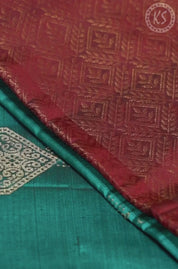 Dual Tone Peacock Green Stripe & Butta Pure Silk Mix Saree