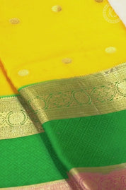 Yellow Mysore Silk Saree with Rangoli Butta