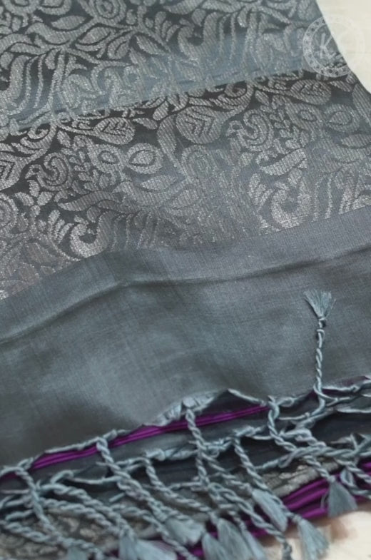 Purple Soft Silk Saree with Floral Butta
