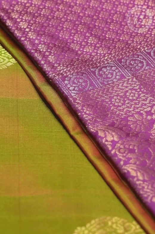 Dual Tone Mustard Yellow & Green Soft Silk Saree