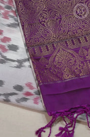Off white Soft Silk Saree with Floral Butta