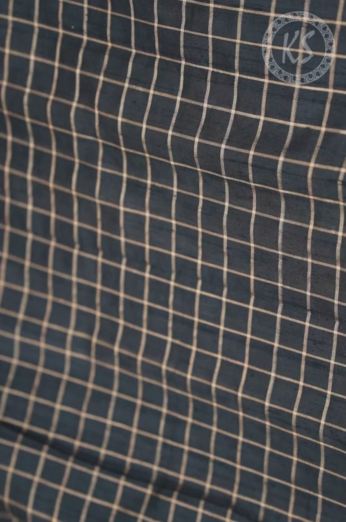 Black checks rawsilk blouse material